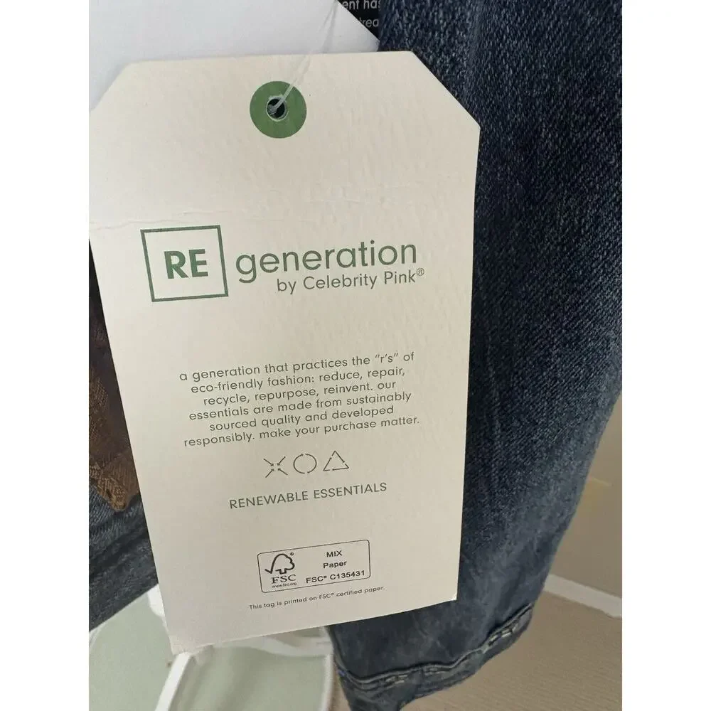 RE Generation by Celebrity Pink Jacket Womens Size XL Denim Jean Embellished New